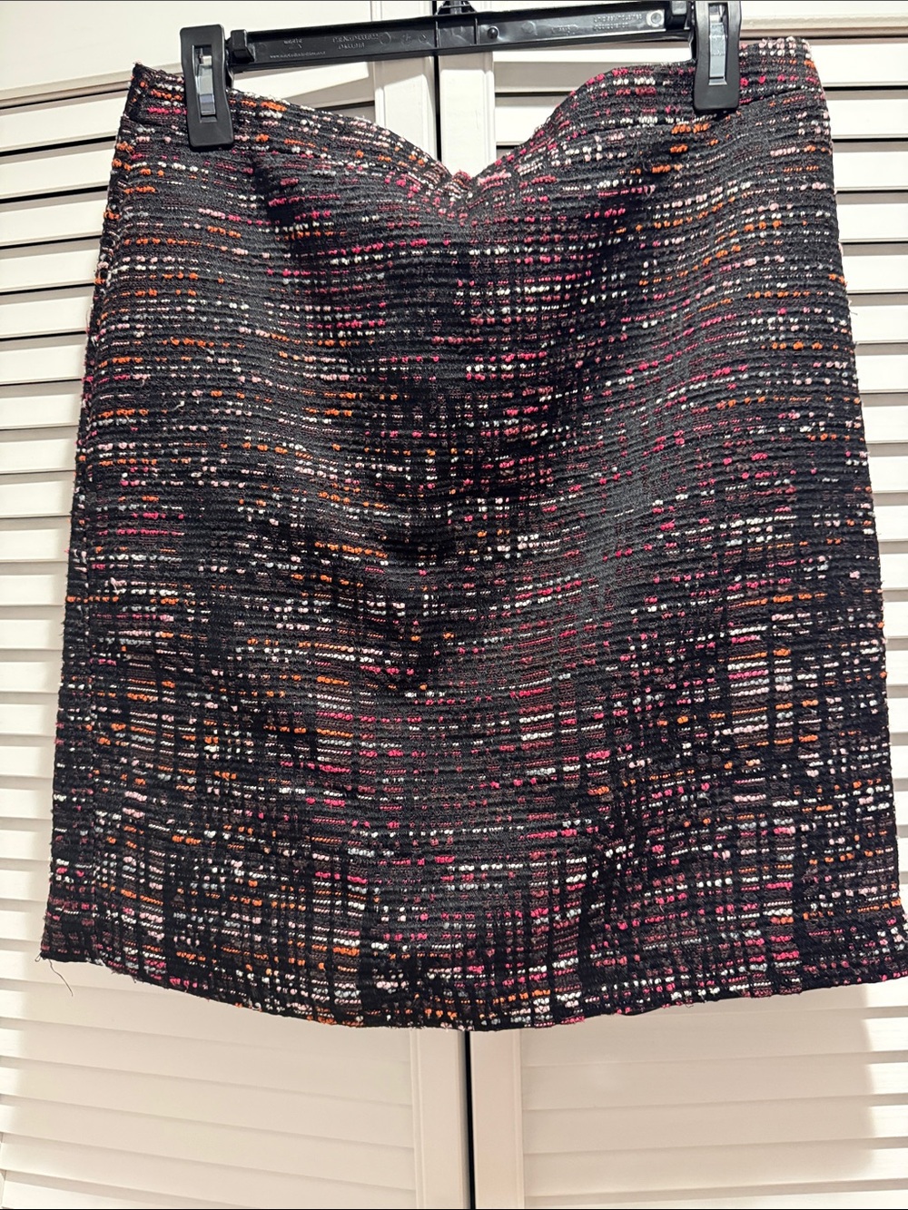 LOFT Black Tweed Pencil Skirt with Pink & Orange Threading